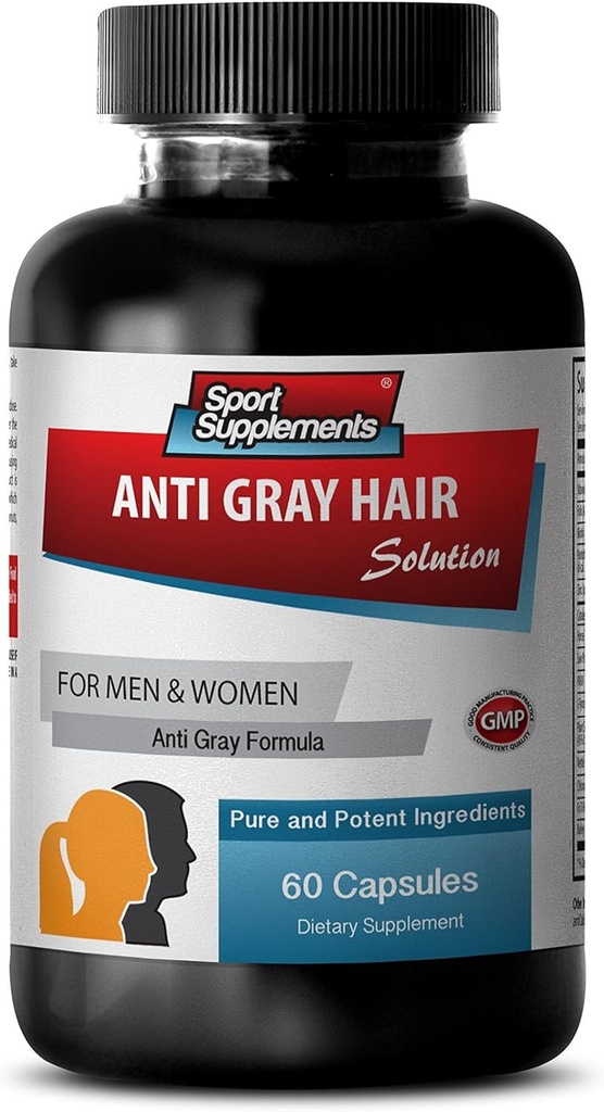 Elimina parul gri - anti gri Formula naturala parul pentru barbati si femei - Suplimentul Biotin - Anti Gray Suplimentul parului, Herbal Gray Reversal, Reverse Gray supliment de intunecare par, 1B 60 Capace
