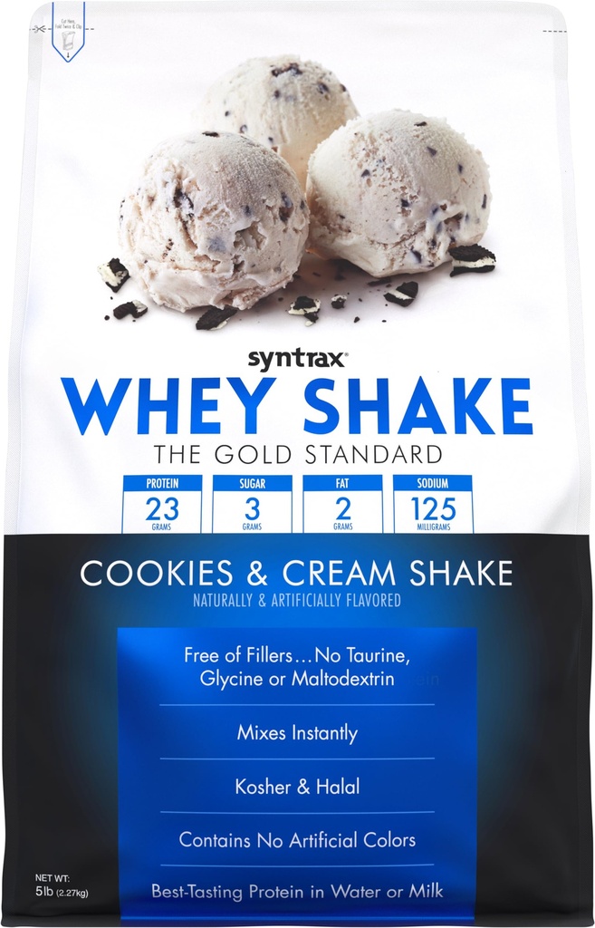 Syntax Nutrition Whey Shake, Rece Filtrate și nedenaturate pulbere de proteine Blend, cookie-uri și cremă Shake, 2 lbs, Cookie piese reale