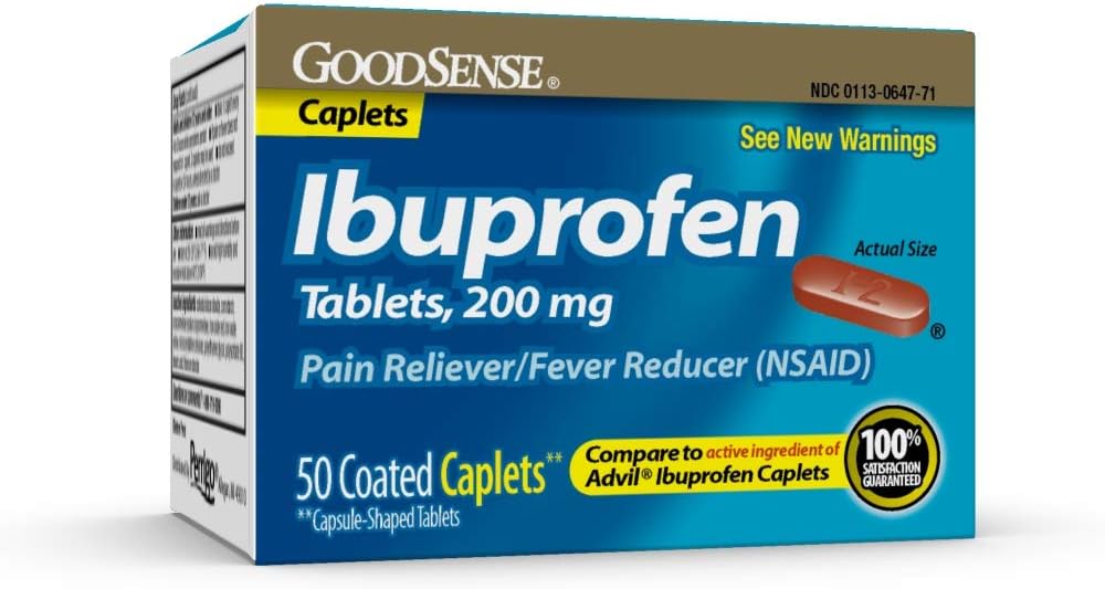 GoodSense Ibuprofen Pain Relieiver/Fever Reductor Caplete, 200 mg, 50-conte
