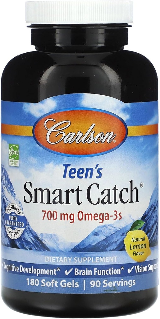 Carlson Teen's Smart Catch, natural Lemon, 180 Soft Gels