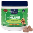 Origine Labs Alergia și Suplimentul de sprijin imun, Omega 3 Ulei de pește, Bee Polen, Colostrum, Probiotice, Prebiotice pentru Sănătatea Gutului, Piele și Haină, Antioxidanți, Aroma Turcia, 90 Chews moale