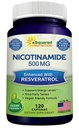 aSquared Nutrition Nicotinamida cu Resveratrol - 120 Veggie Capsule - Vitamina B3 500 mg (Niacinamidă Flush Free) - Supliment pastile pentru a sprijini NAD, Skin Cell Health & Energy