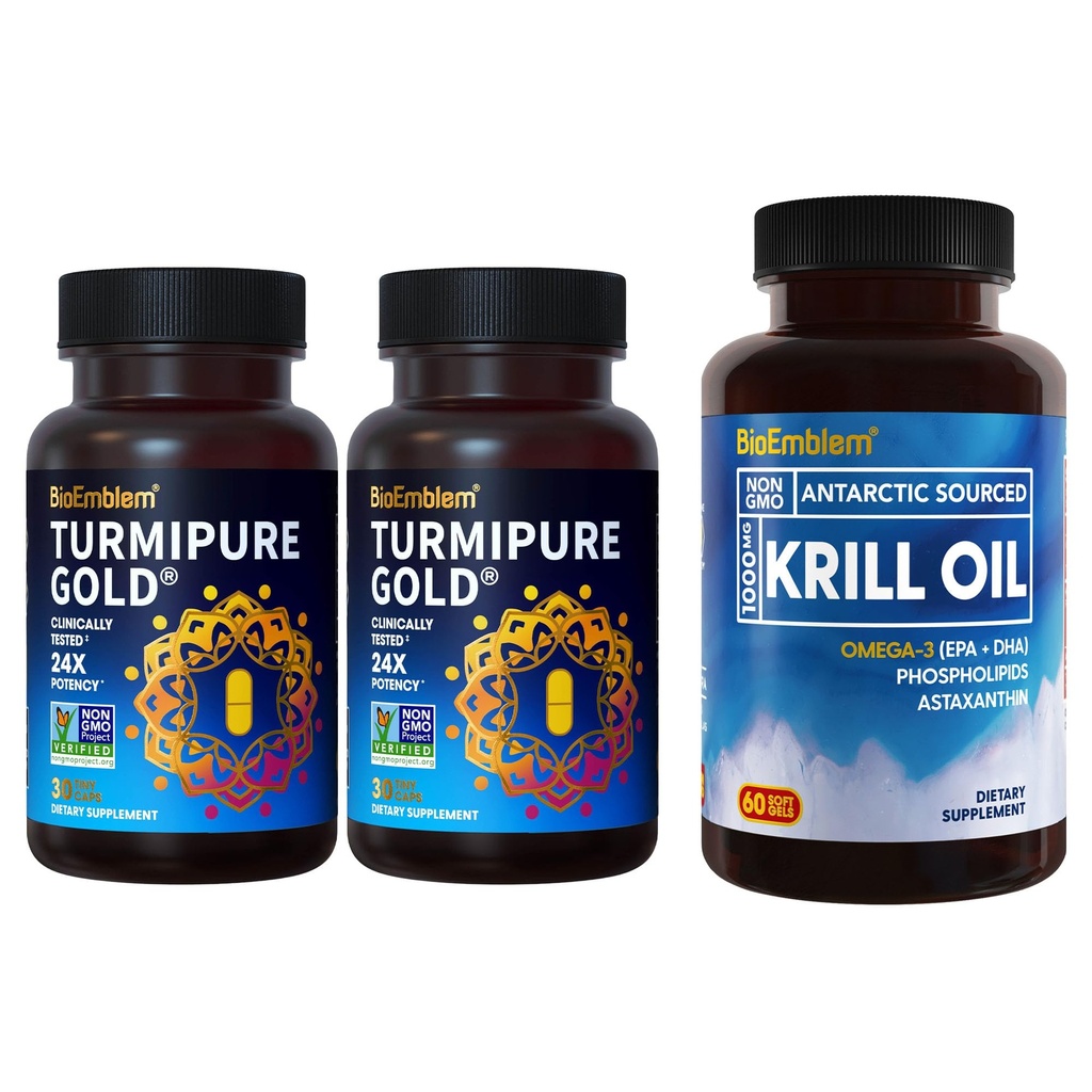 BioEmblem Curcumina Turmeric cu TurmiPure Antarctic Krill supliment de ulei studiat clinic