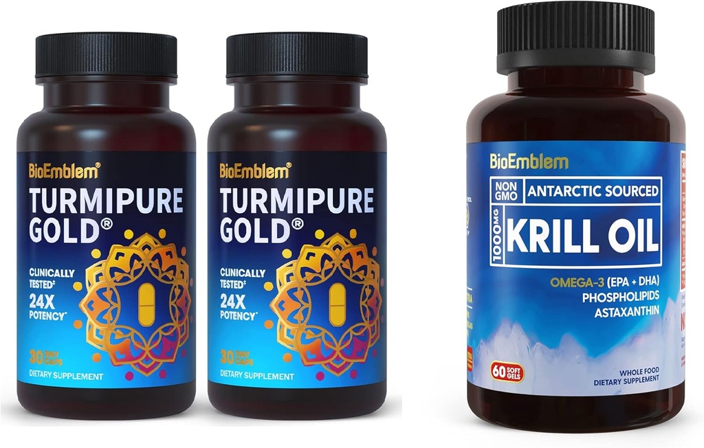 BioEmblem Curcumina Turmeric cu TurmiPure Antarctic Krill supliment de ulei studiat clinic