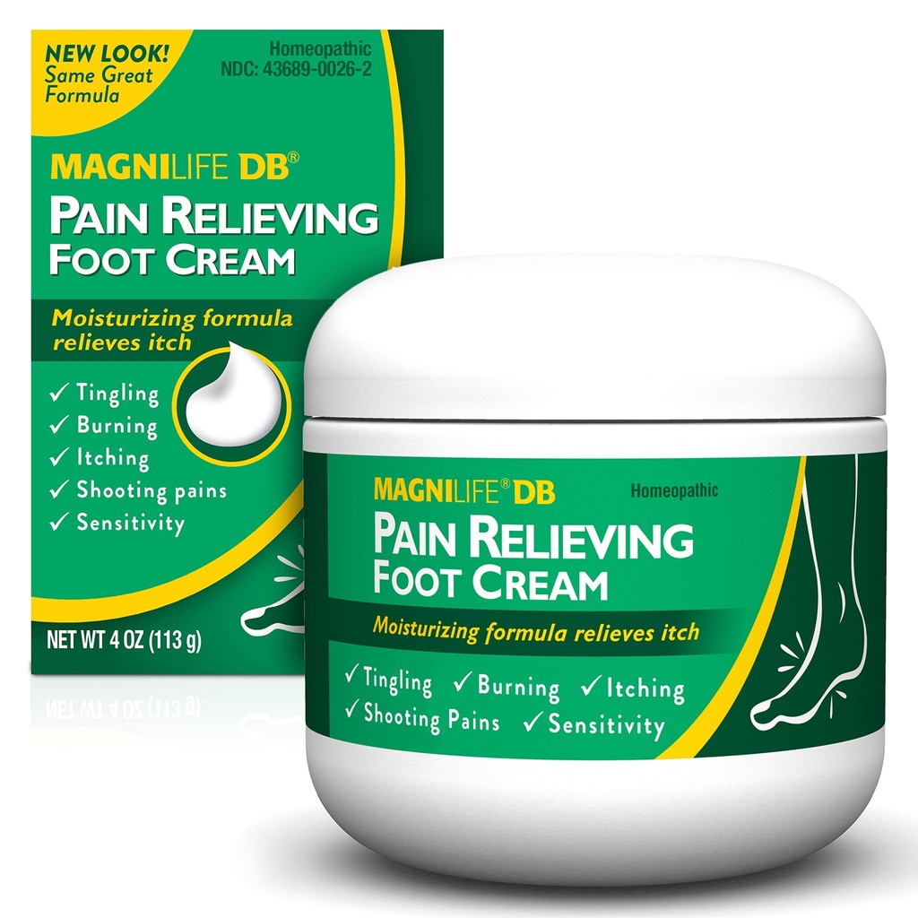 MagniLife DB Picior Cream, Calmant Relief pentru Burning, Tingling, Shooting & Stabbing Foot Sensations - Soothes uscat, Cracked, Mâncărime, Sensibile Skin (4 oz Jar)