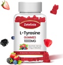 L Tyrosine Gummies 1000mg,L-Theanină Supliment Gummy 200mg,Sugar gratuit L-Tyrosine cu vitamina B6 Suplimente energetice pentru adulți și copii - Vegan(60 Conte)