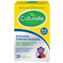 Culturale Immune Defense Daily Probiotic pentru femei si barbati - 28 Conte, Mixed Berry Chewables cu 4-in-1 Immune Support. Vitamina C probiotică, vitamina D și zincul Plus elderberry