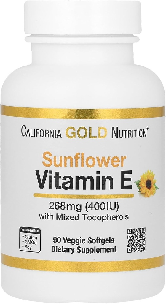 California Gold Nutrition Floarea Floarea Floarea E cu tocoferoluri mixte, 400 UI, 90 Veggie Softgels