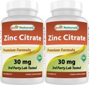 Cele mai bune naturale de zinc 30 mg Suplimente (ca Zinc Citrate) - zinc Vitamine pentru adulți Suport imun - 120 comprimate (120 Conte (Pachet de 2))