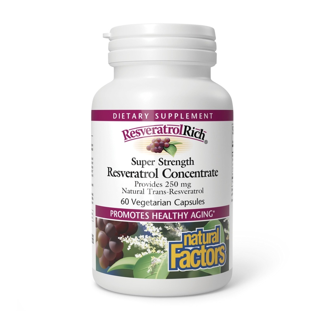 ResveratrolRich de factori naturali, Resveratrol concentrat Super Putere, Promoveaza imbatranire sanatoasa, 60 capsule (60 portii)