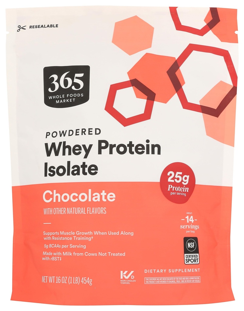 365 by Whole Foods Market, Whey Proteine Izolate, Chocolate, 16 Ounce