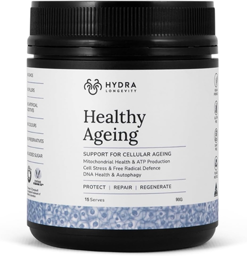 Pudră suplimentară pentru îmbătrânire sănătoasă, efecte anti-îmbătrânire, conține Querbetin, Resveratrol și Activatori Nrf2, Antioxidanți bogați Nutrient-Dense, Non-GMO, Vegan (90 Grams (15 Serviri)