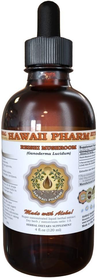 Reishi Extract lichid - Tonic al împăraţilor, Organic Reishi Mushroom (Ganoderma Lucidum) Tincture, Herbal Supplement, Hawaii Pharm, Made in USA, 2 fl.oz