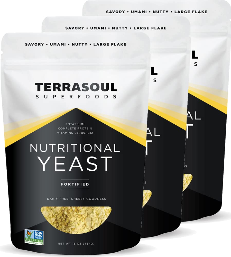 Terrasoul Superfoods Premium Nutritional Drojdii Flakes, 3 Lbs (Pachet de 3), Fortificat, Savory Superfood pentru Vegan Brânză, Seasoning, și plante-Based Proteina Boost