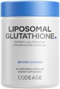 Codeage Liposomal Glutatione Supliment - Pure Reducere Setria L-glutatione, Livrare lipozomală, Complex fosfolipidic - Pastile Glutatione pulbere - Vegan, Non-GMO - 60 Capsule