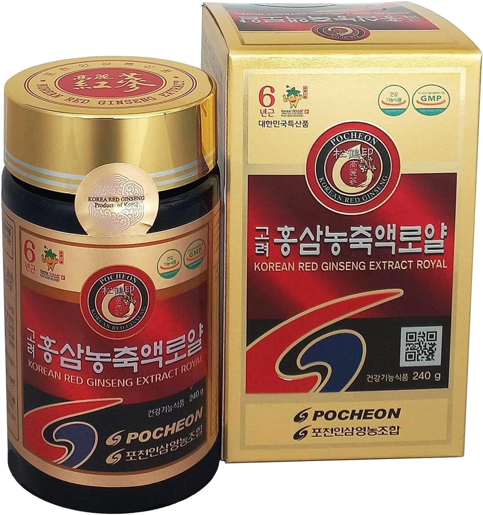 Pocheon 240g (18,5oz), 100% pur coreean 6 ani Root Panax Red Ginseng extract Royal, 70% Solid State, Saponina, Natural Immune Support