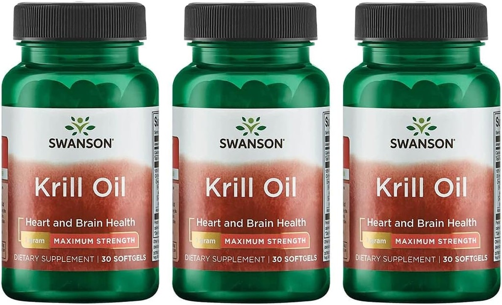 Swanson EFAS- Ulei de krill - Putere maximă - 1 g, 30 Softgels (3 ambalaj)