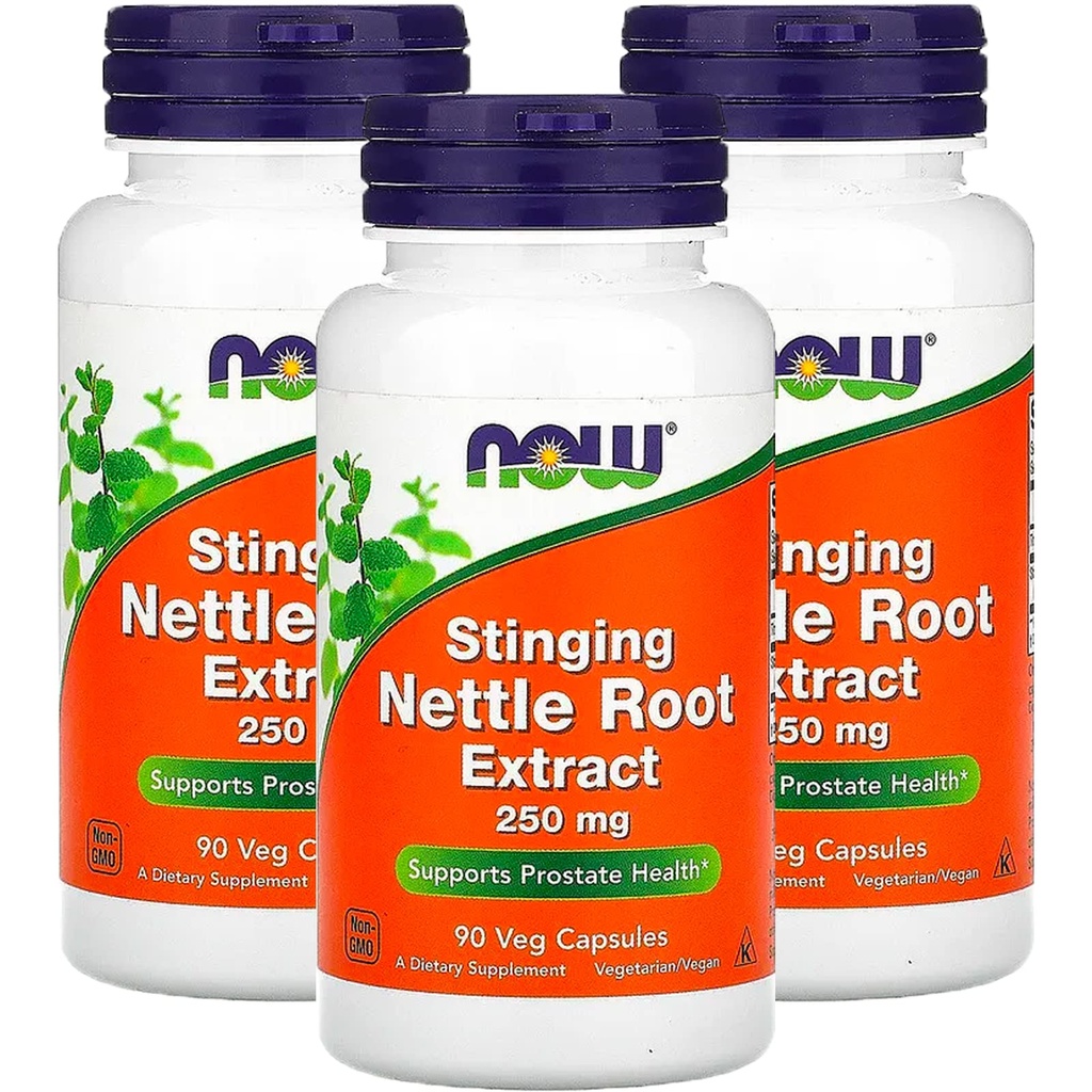 Now Foods Stinging Nettle Root Extract 250mg, Veg-Capsules, 90-Count (Pachet de 3)