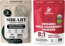 Pudre de junglă Ultimate Vitality Bundle: 5 oz Shilajt pulbere & 5 oz Organic Wild Cranberry pulbere - Energie, Suport Immune, Extrase Superalimentare pentru coacere, Smoothies, USDA Certified