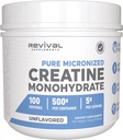 Revival Premium Micronized Creatin Monohidrat - HPLC testat 100% grad pur - 500g (100 serviri) - Susţine Lean musculare creştere - Absorbţie maximă - Nearomat - Made in USA & 3rd Party Lab testat
