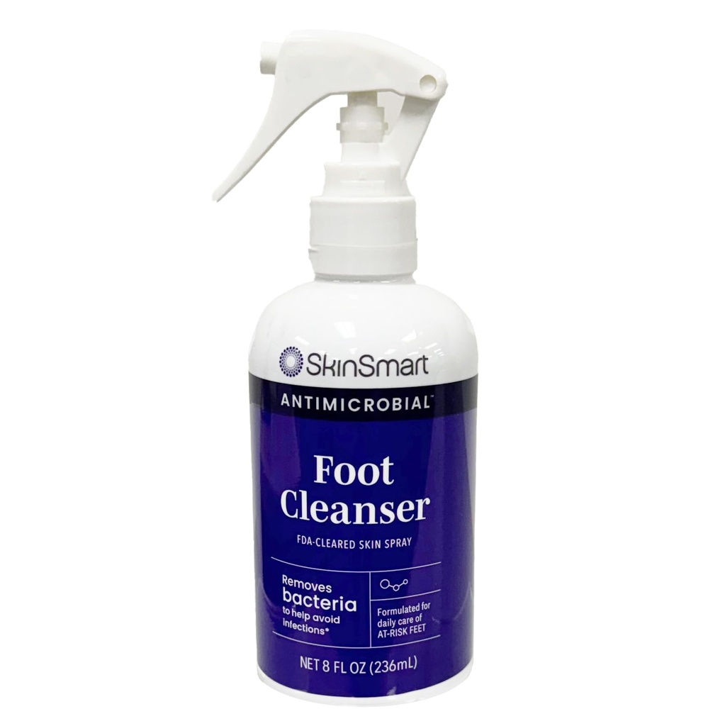 SkinSmart Daily Foot Cleanser pentru picioare At-Risk, elimină bacterii pentru a ajuta la evitarea infecţiilor, 8 uncii Spray