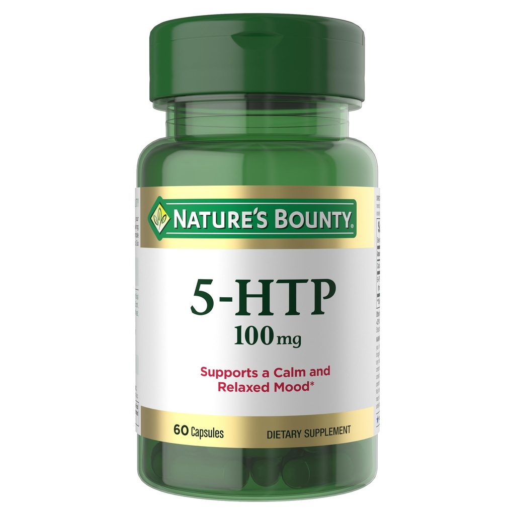 Pastile naturale de bounty 5-HTP și Suplimentul alimentar, susține o stare de spirit calm și relaxat, 100mg, 60 capsule