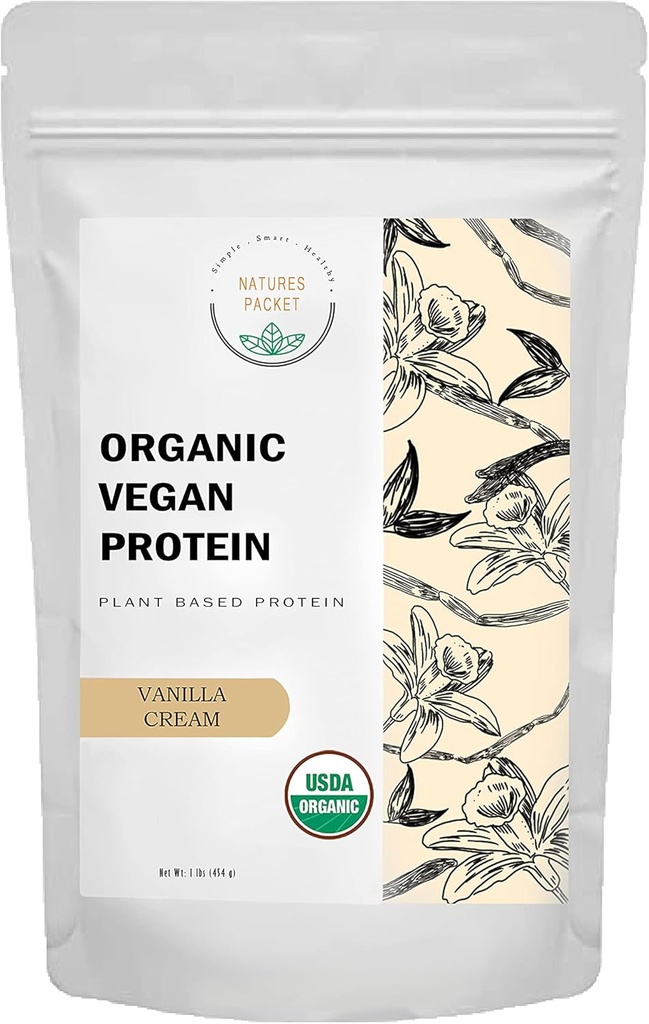 Organic Vegan praf de proteine - proteine pe bază de plante, aroma de vanilie - non lactate, lactoză, fără zahăr adăugat, gluten gratuit, soia gratuit, non-GMO, Ketogenic Vegan Blend - 1 lb, 16 Ounce