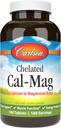 Carlson - Cal-Mag Chelated, 2:1 Calciul la Magneziu Ratio, Suportul osos, Funcţia musculară & Producţia de energie, 180 comprimate