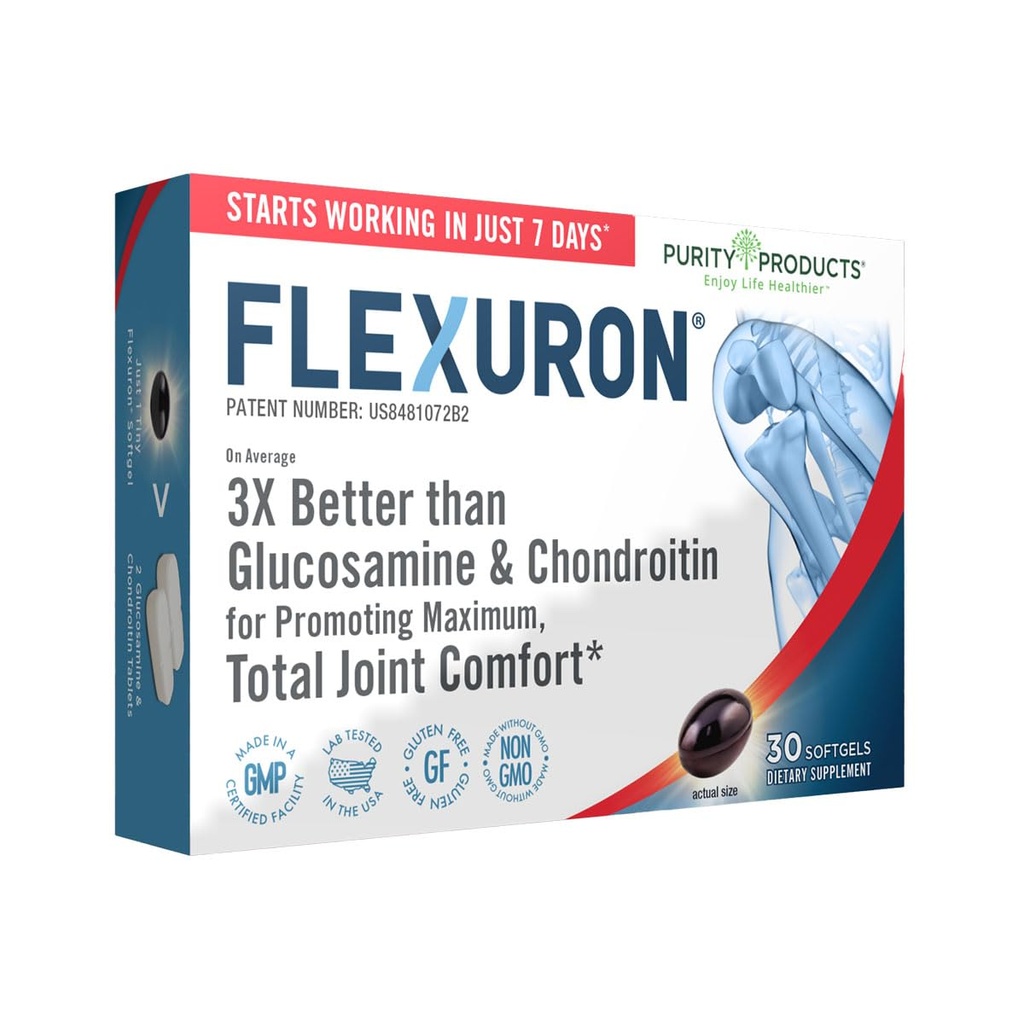 Produse de puritate Flexuron comun Formula 3X mai bine decât Glucosamină și Chondroitin - începe să lucreze în doar 7 zile - ulei de krill, acid hialuronic greutate moleculară scăzută, Astaxantină - 30 Conte (1)