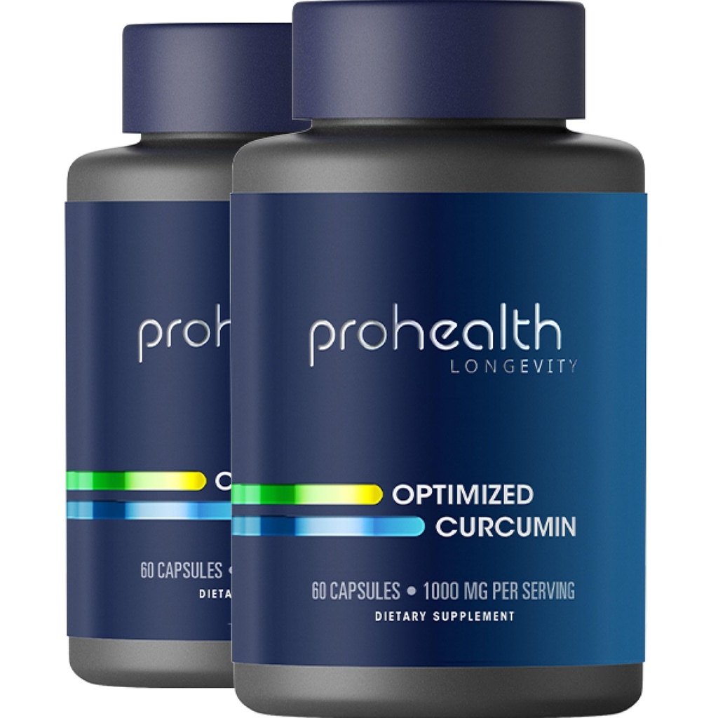 ProHealth Turmeric Curcumin Supliment: 285 Times More Biodisponibile - Dezvoltate de neuroștiincioși. 1000 mg Extract concentrat Longvida Curcumin Per Serving (60 X 500 mg capsule/Bumbac) 2 Ambalaj