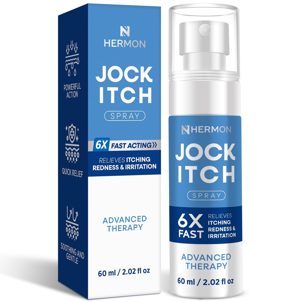 Hermon Jock Itch Spray pentru barbati: tratament puternic pentru Jock Mâncărime - extra putere Spray lichid oferă soothing - 2.02 Fl Oz (Pachetul de 1)
