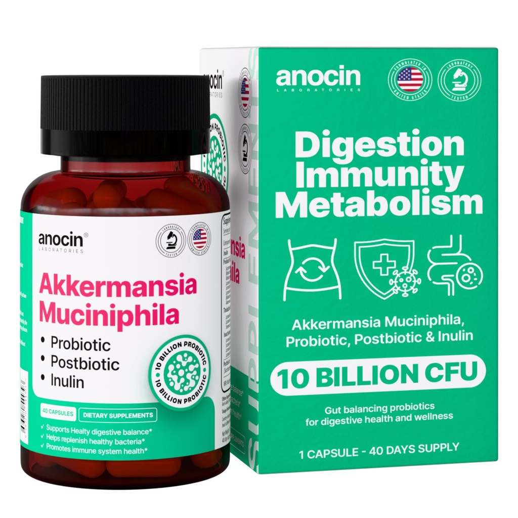 Akkermansia Muciniphila + Probiotic, Postbiotic & Inulin - Suplimentul de sănătate pentru digestia, Suport Imun - 10 miliarde CFU, Vegan & Gluten-Free