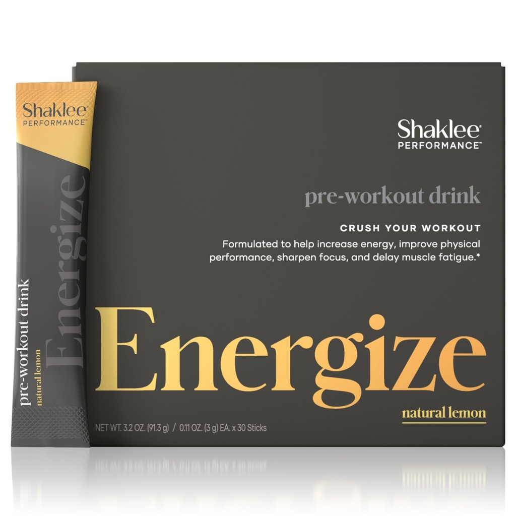 Shaklee - Performance Pre-Workout Energetic Drink - Green Tea Ceai extract Lemon Flavor - Energy Boost - Beta-Alanine & L-theanină - 100mg Cafeina, 800mg Beta-Alanină și 100mg L-theanină - 30 Servings