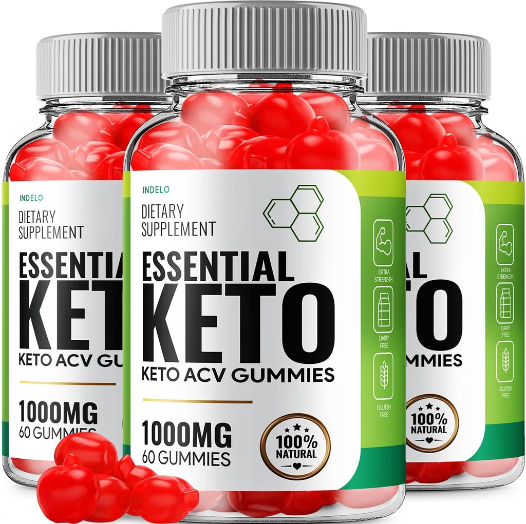 (3 Pachet) Keto ACV Gummies - Formula avansată Keto esențial + ACV Greutate Management Gummies Apple Cidru Oțet Keto Supliment alimentar esențial Recenzii Vitamina B12 B6 (180 Gummies)