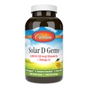 Carlson - Solar D Gems, Vitamina D3 și Omega-3 Supliment, 2000 UI (50 mcg) Vitamina D3, 115 mg Omega-3s EPA și Suplimentul DHA, Wild Caught, Sustenabil Sourced, Lemon, 360 Softgels