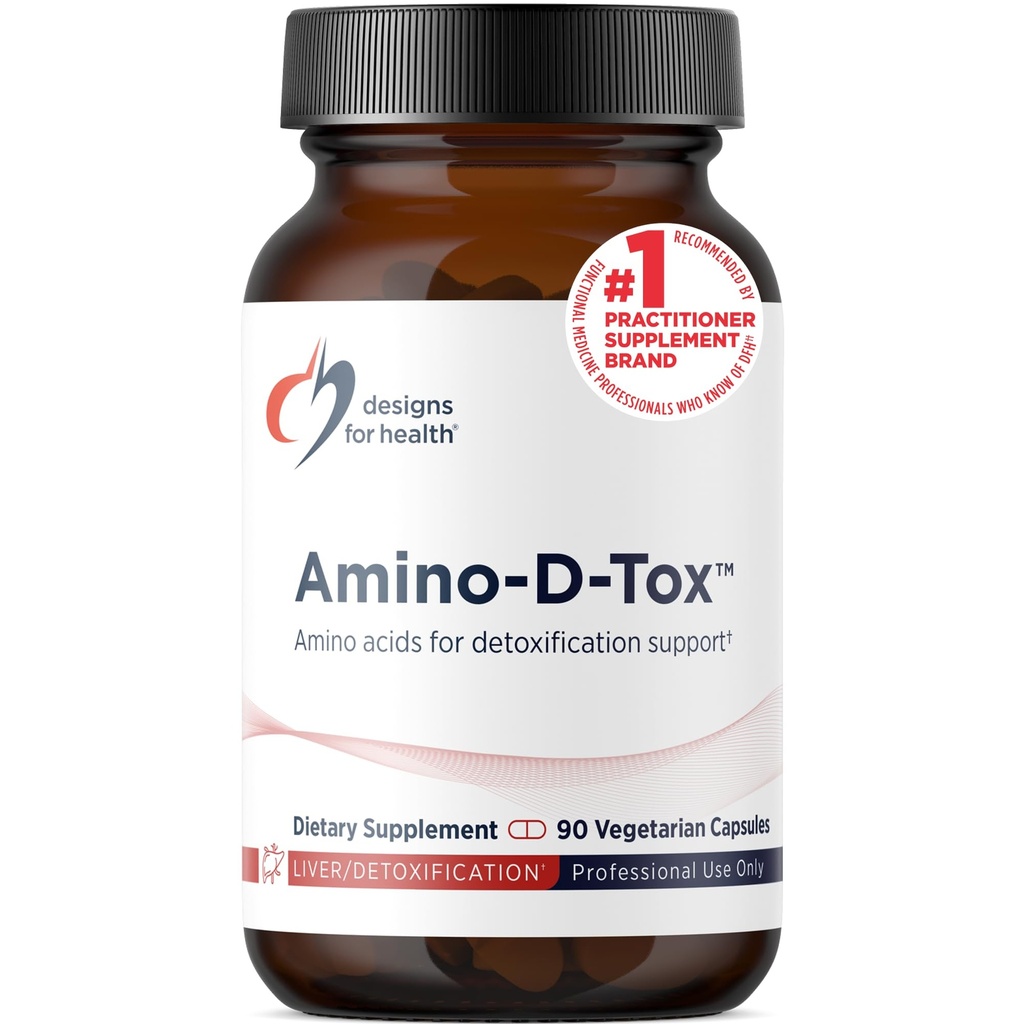 Design-uri pentru sănătate Amino-D-Tox - Amino Acid dezintoxicare + Liver Cleanse Suplement Blend with Glicină, Calciu D Glucarate, NAC + More - Non-GMO (90 capsule)