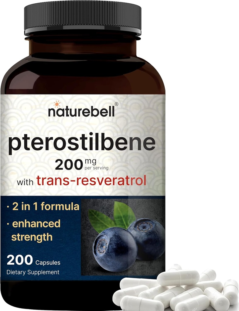 Pterostilbene cu 98% Trans-Resveratrol, 200 mg Per Serving, 200 Capsule 