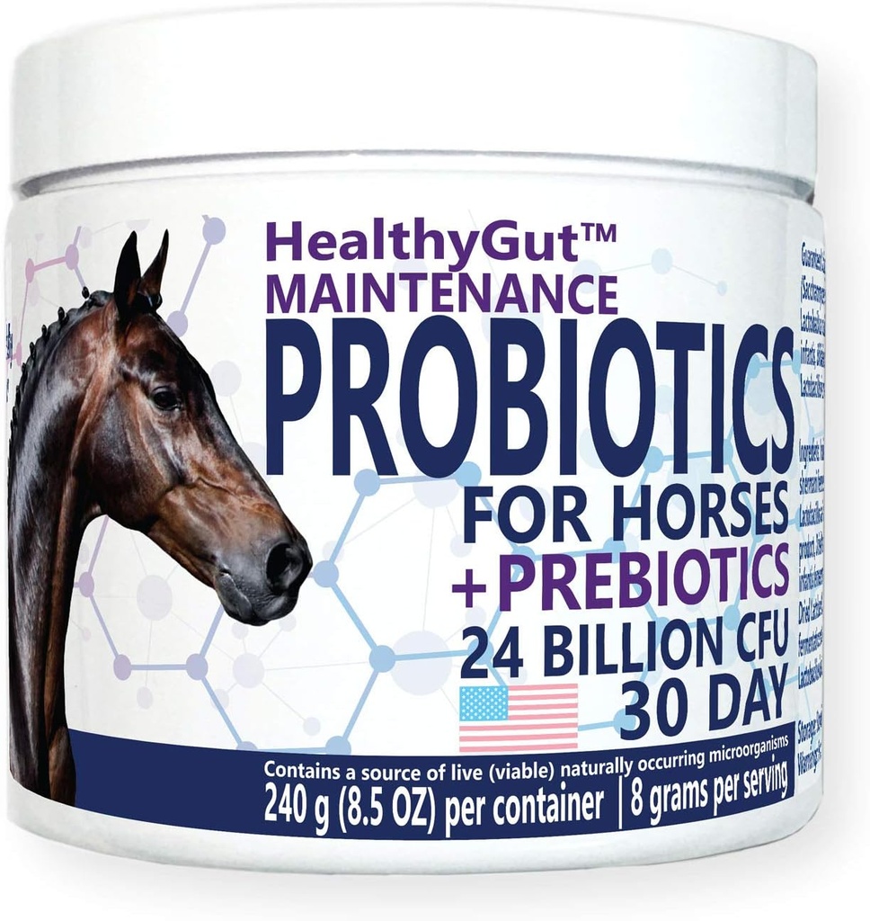 HealthyGut™ Probiotics for Horses Dietary Supplement, All-Natural Digestive System Maintenance Formula (30 Days)