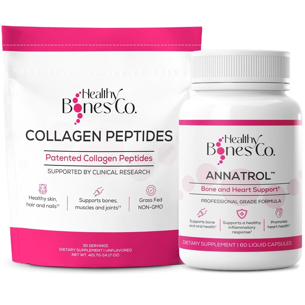 Annatrol suport osos & FORTIBONE Colagen Peptides w/FORTIGEL, VERISOL și TENDOFORTE - Os complet, articulație, piele, păr, unghii și suport metabolic 