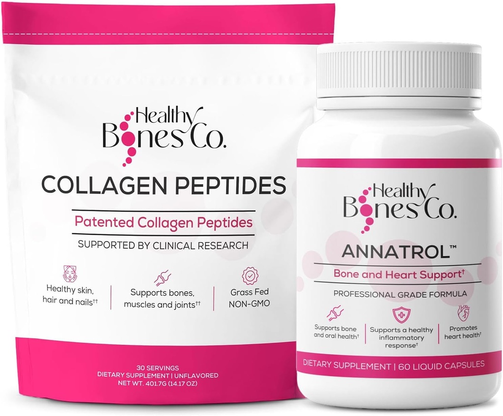 Annatrol suport osos & FORTIBONE Colagen Peptides w/FORTIGEL, VERISOL și TENDOFORTE - Os complet, articulație, piele, păr, unghii și suport metabolic 
