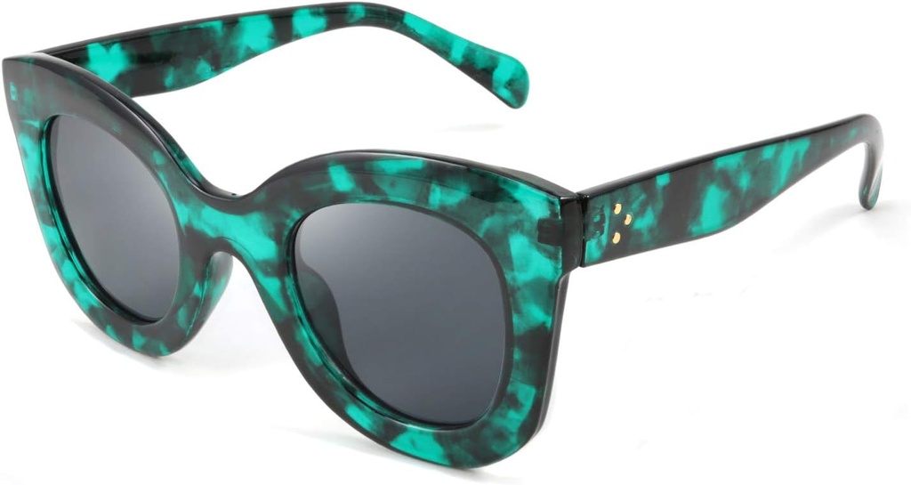 FEIZEDY Retro Oversized Square Horn Ochelari de soare Semi Cat Eye Butterfly Glass Big Gross Bold Frame B2572