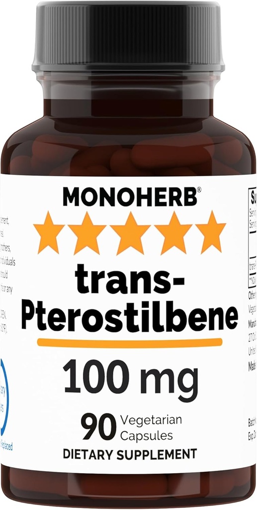 MONOHERB Trans-Pterostilbene 100 mg per capsulă - 90 capsule vegetariene