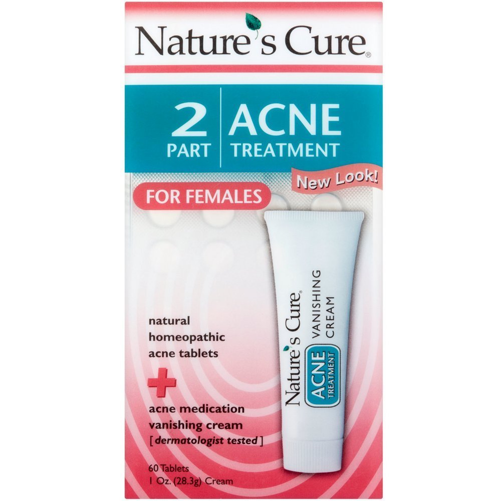 Natura Cure 2 parte Acnee Tratamentul pentru femei 60 comprimate 1 oz Crema (Pachet de 7)