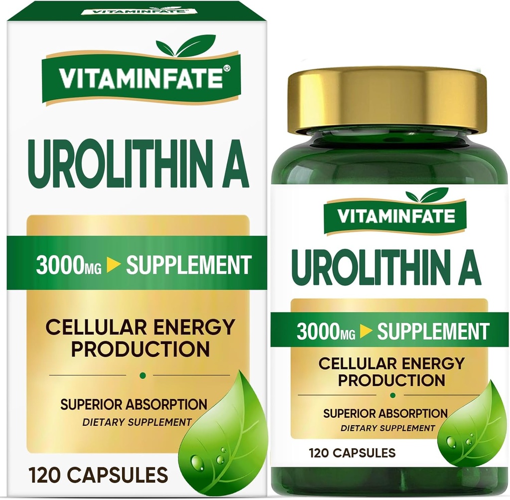 3000 MG Urolitin Un supliment - 120 capsule Suportă antioxidant, Îmbătrânire îmbunătățită sănătos, Mitocondriale, repararea celulelor pentru bărbați și femei