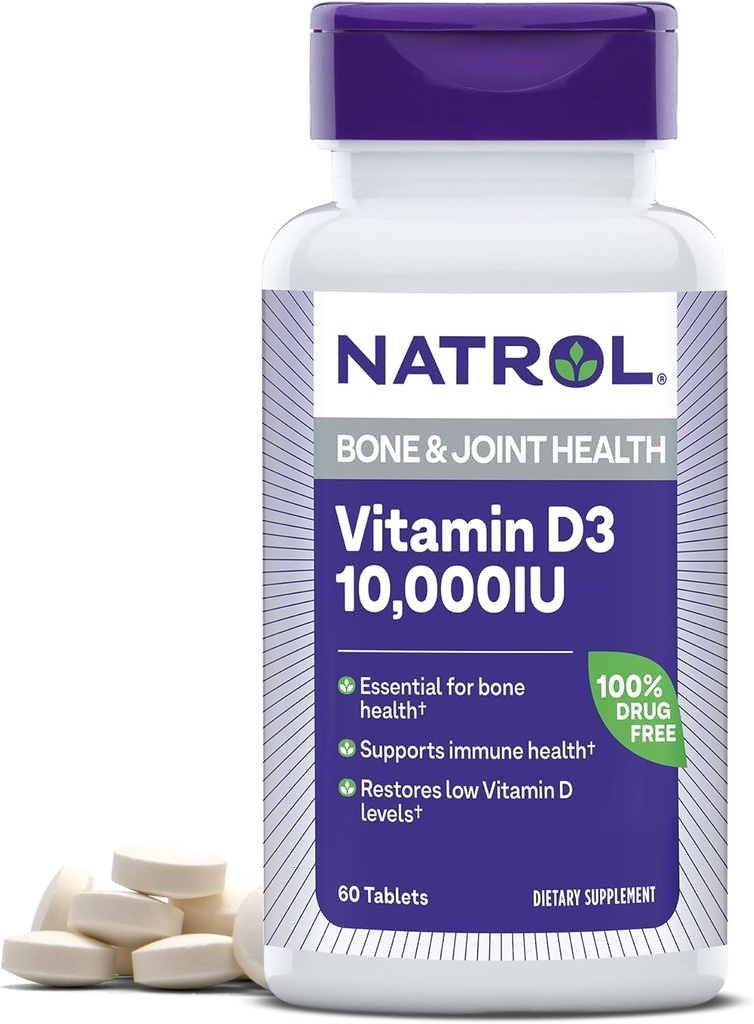Natrol Vitamina D3 10000 UI comprimate, sprijiniţi- vă sănătatea imunitară, 60 Conte