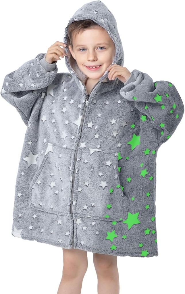 MeMoreCool Blanket Kids Blanket Hoodie, Hooded Blanket Kids Comfy Blanket Sweatshirt, Toddler Blanket cu Hood