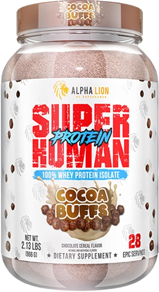ALPHA LION Superumană Whey Pulbere de proteine, Marea Tasting pure de proteine Izolat, carbohidrat scăzut, zahăr scăzut, Nu Bloat Post Workout, Recuperare musculară și creștere (28 Servings, Cocoa Buffs)