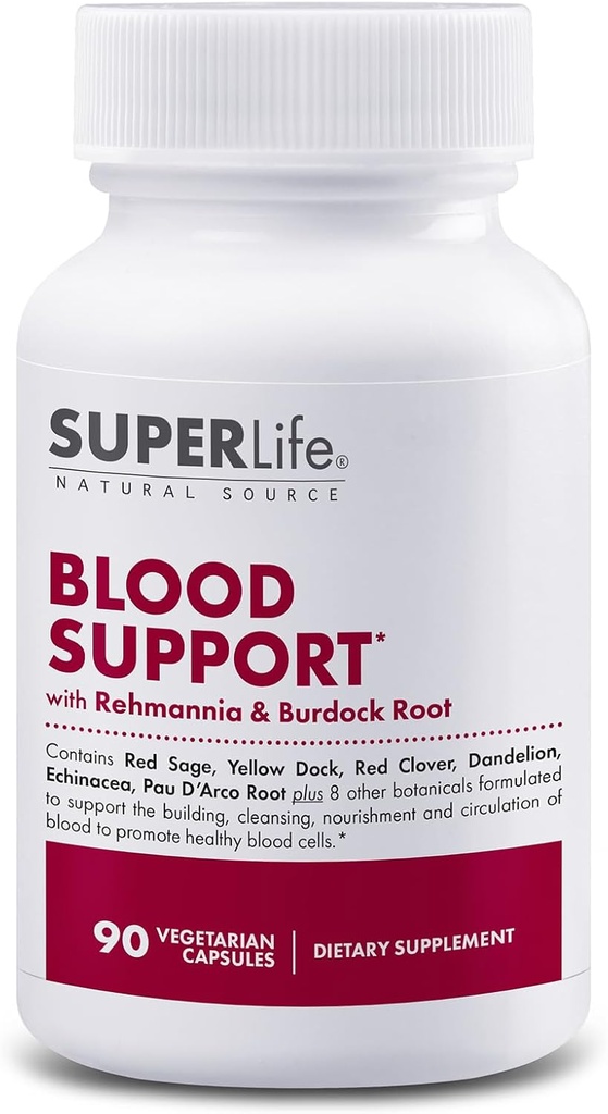 Suport de sânge - cu Rehmannia, Dandelion, Red Clover, Burdock Yellow Dock, Echinacea & Pau D'Arco 