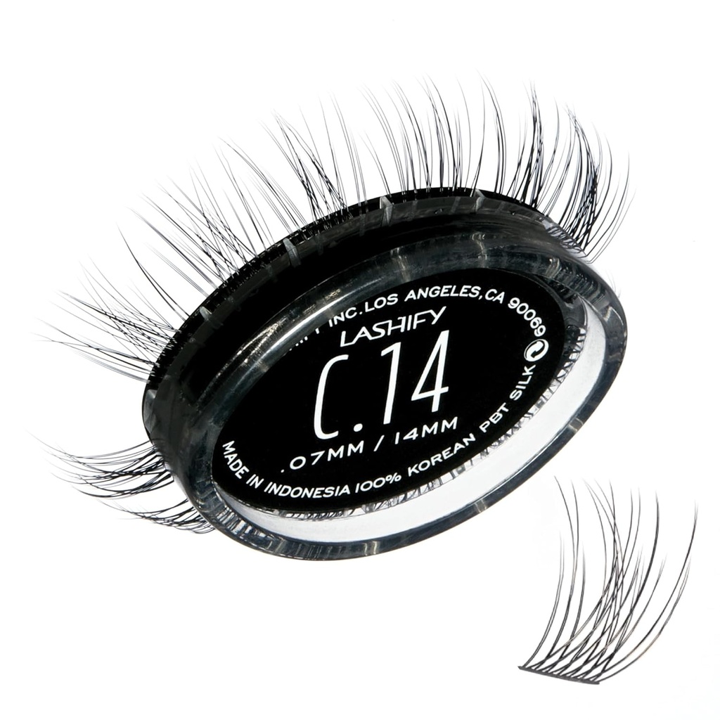 Lăsați Curl 14mm Gossamer DIY Extensii geană Refill, negru, Easy False Gene pentru un aspect natural